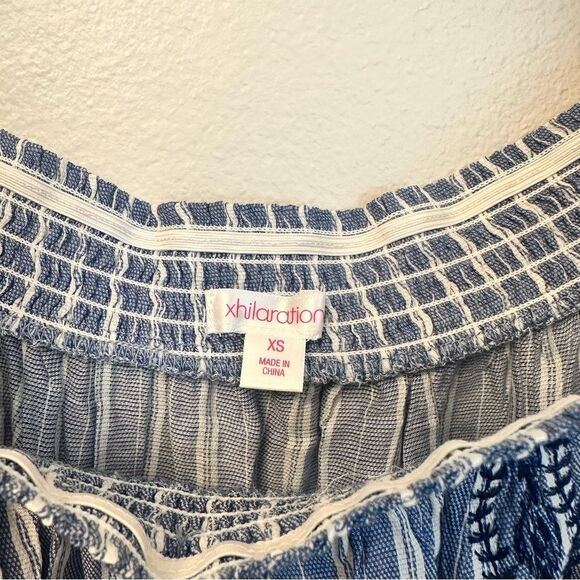 Xhilaration Blue and White Striped Blouse - Picture 2 of 4